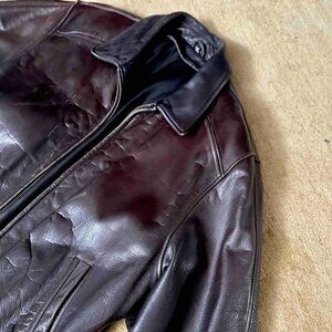 Couture J. PARK Vintage LEATHER BOMBER Jacket 1990s XL Mens w/ New Lining